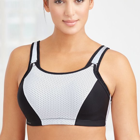 Glamorise SPORT Bra 32B (DOUBLE-LAYER) Wicking (PADDED-STRAPS) WHITE NEW - Picture 7 of 9